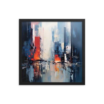 Framed Abstract artwork Vibrant City Art Framed Oil Painting Style Abstract Art