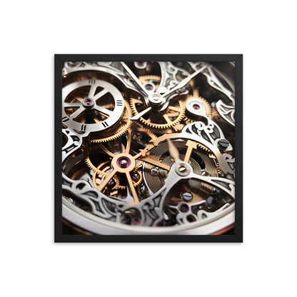 Beautiful Skeletonized Mechanical Watch Gears Exotic Wrist Watch Art Framed Print Art 