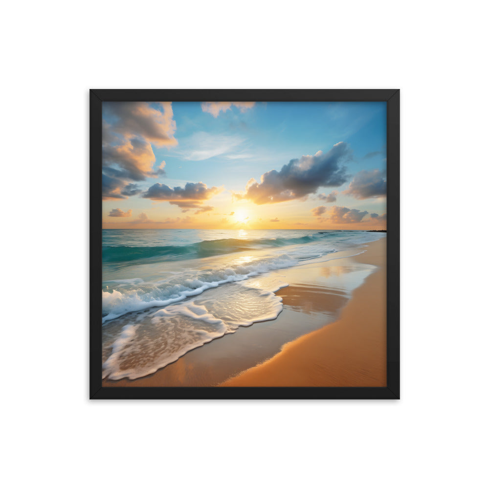 Framed Print Artwork Beach Ocean Waves Sunset Framed Poster Artwork