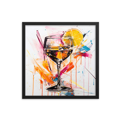 Unique Framed Abstract Alcohol Art Oil Painting Style Framed Print 18" x 18" Square