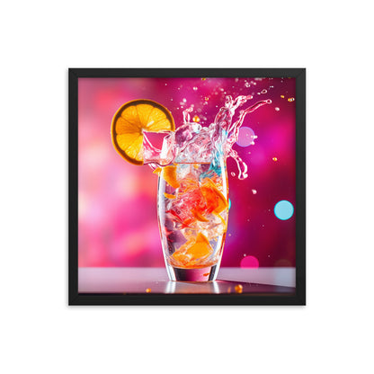 Bright Vibrant Pink Background Supporting a Clear Refreshing Drink With A Slice Of Lemon 18" x 18" Square