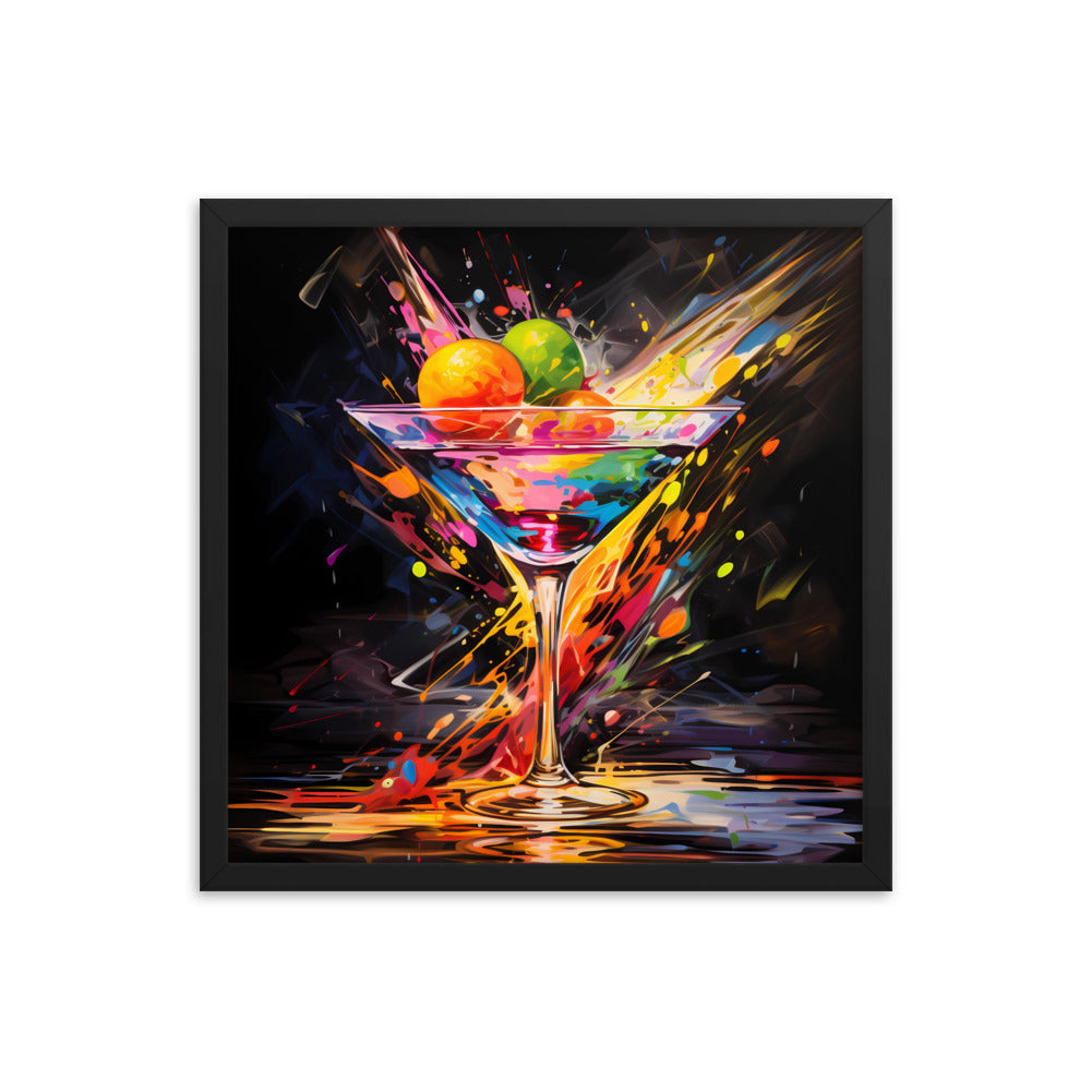 Bright Vibrant Splashes Of Color Promote a Martini Glass Full Of a Questionable Drink 18" x 18" Square