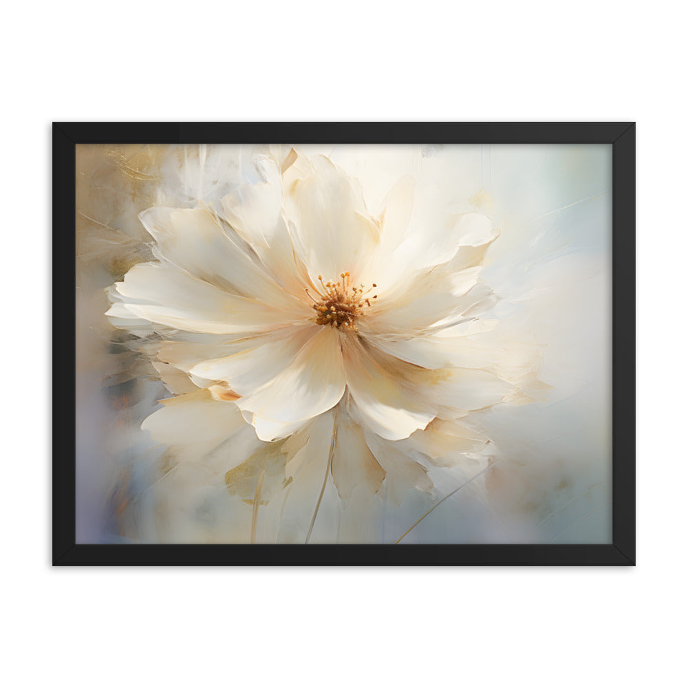 Framed Print Watercolor Style Soft White Daisy Flower Painted Nature Art Plants Flowers Garden Framed Poster 18x24"