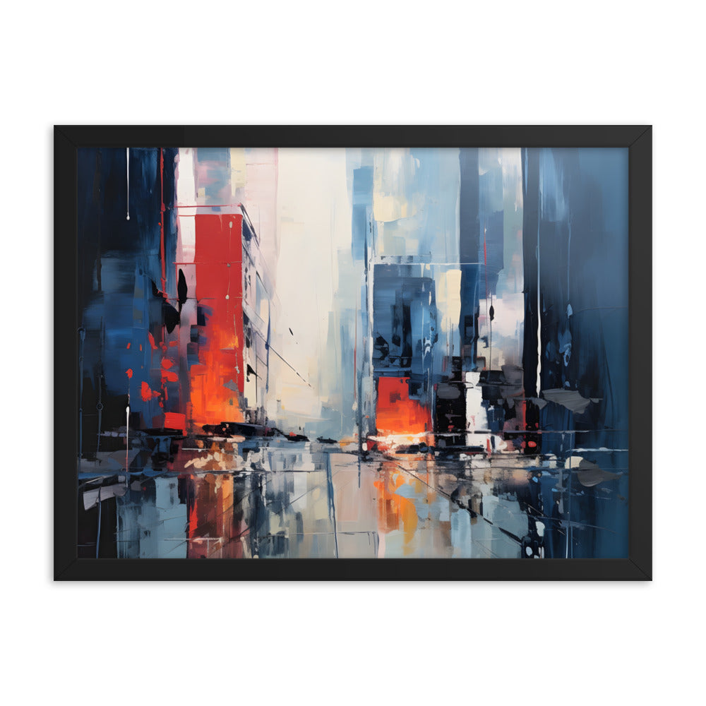 Framed Abstract artwork Vibrant City Art Framed Oil Painting Style Abstract Art