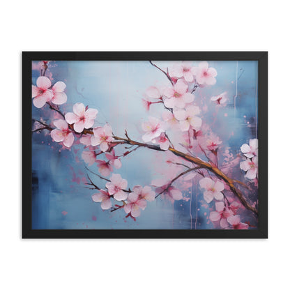 Framed Nature Inspired Artwork Stunning Cherry blossom Painting 18x24"