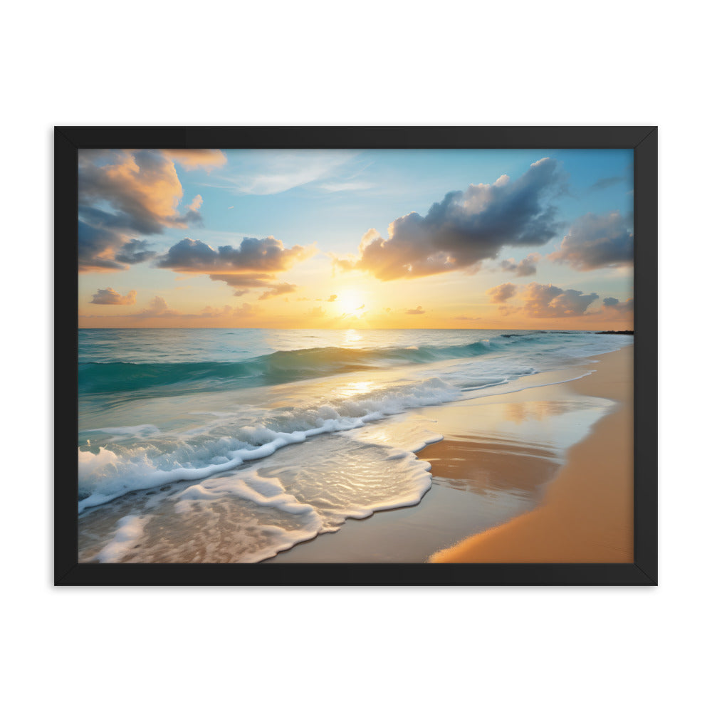 Framed Print Artwork Beach Ocean Waves Sunset Framed Poster Artwork