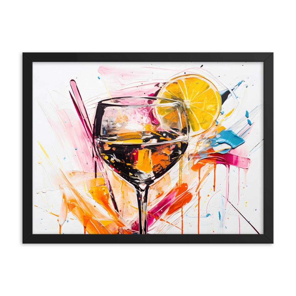 Unique Framed Abstract Alcohol Art Oil Painting Style Framed Print 18" x 24" Horizontal