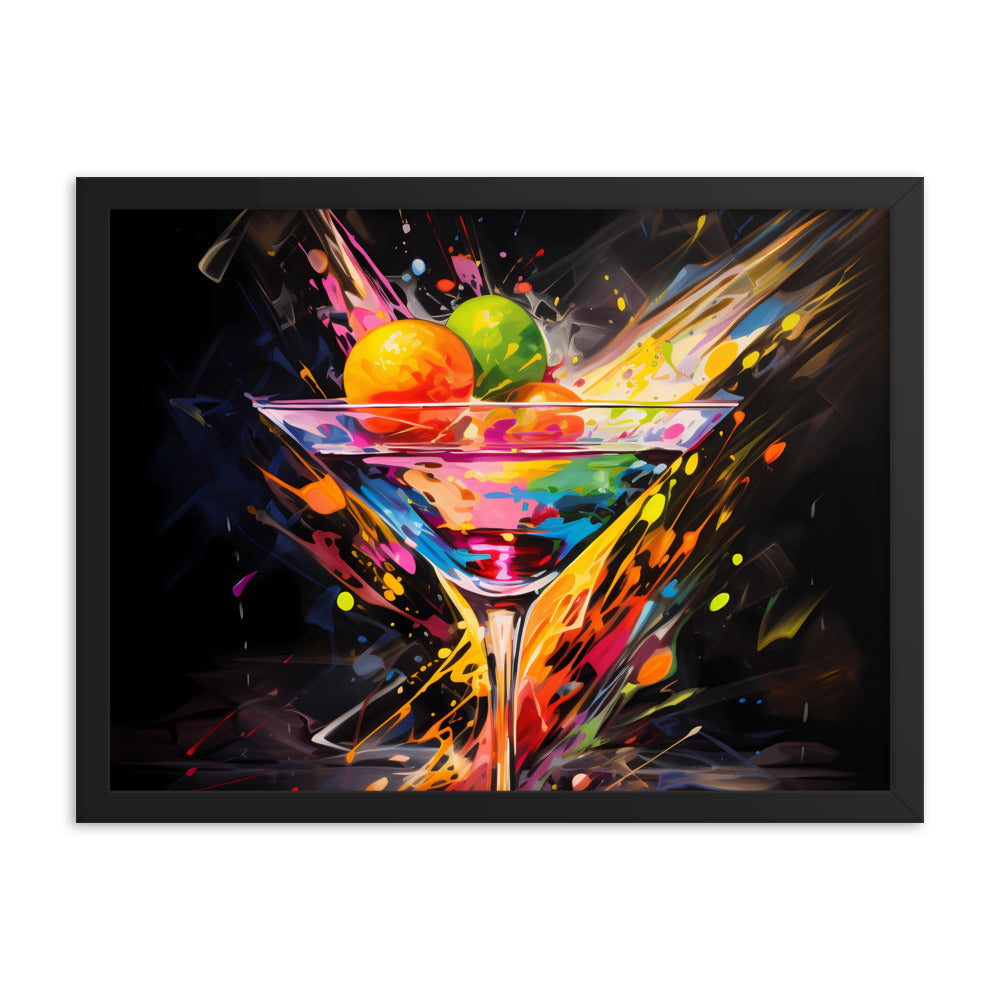 Bright Vibrant Splashes Of Color Promote a Martini Glass Full Of a Questionable Drink 18" x 24" Horizontal