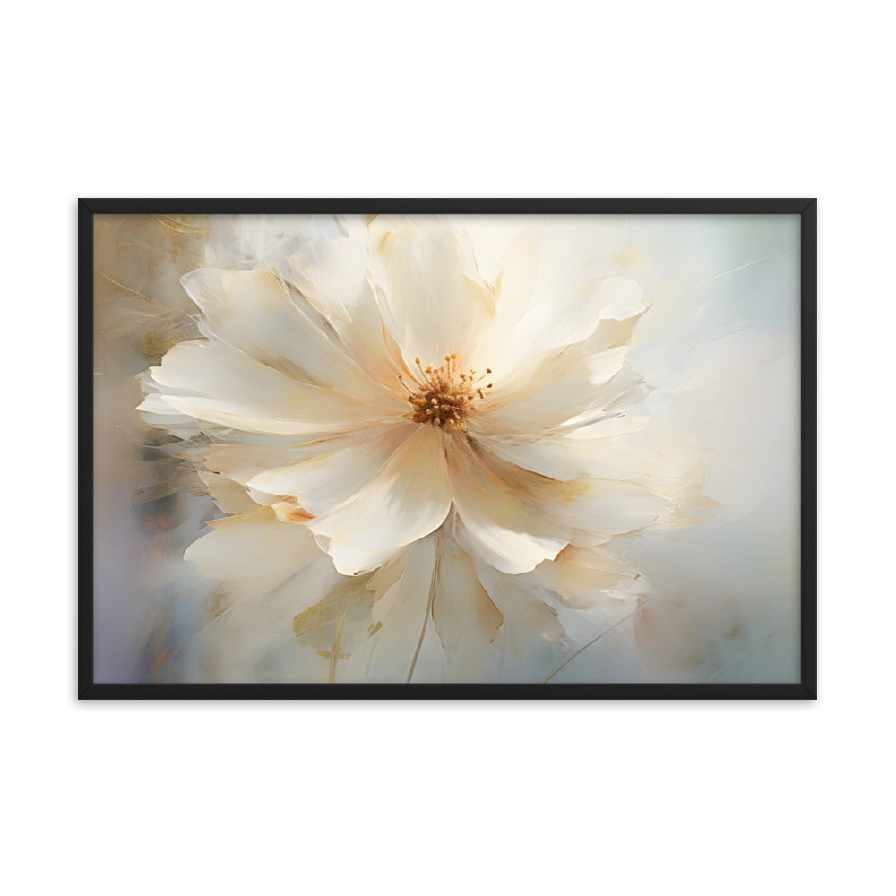 Framed Print Watercolor Style Soft White Daisy Flower Painted Nature Art Plants Flowers Garden Framed Poster 24x36"