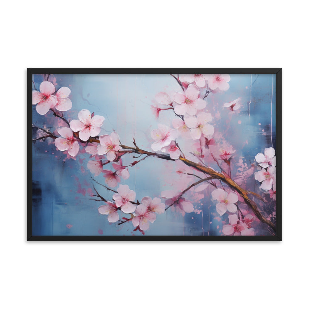 Framed Nature Inspired Artwork Stunning Cherry blossom Painting 24x36"