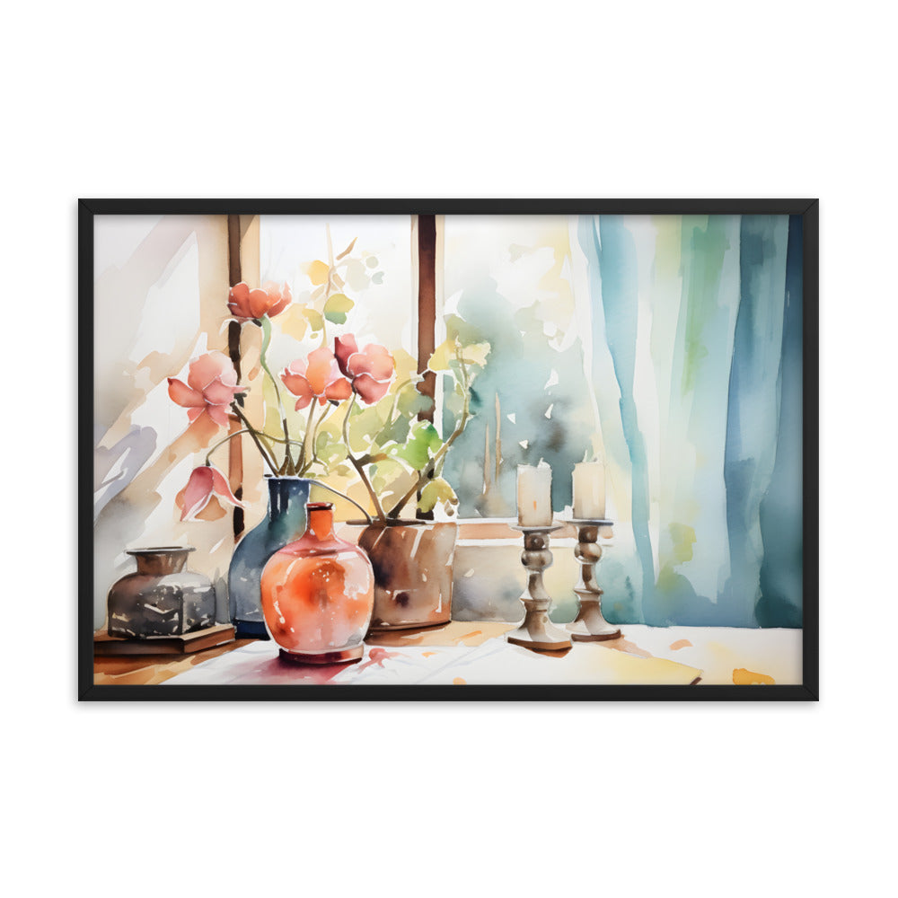 Framed Abstract artwork Vibrant Home Style Art Framed Watercolor Style Painting Framed Art