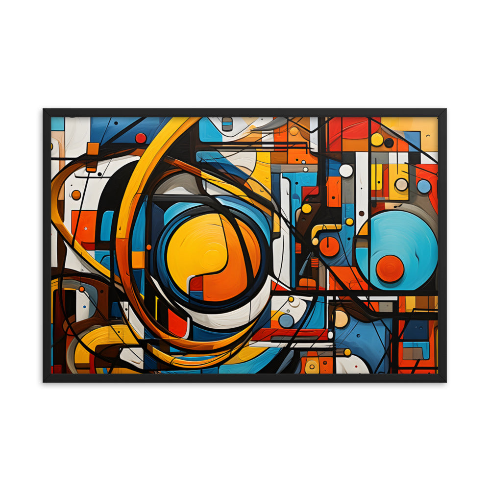 Unique Vibrant Bright Attention Grabbing Framed Canvas Abstract Artwork Conversation Starter 24x36 Horizontal