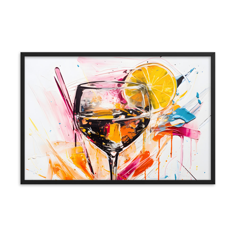 Unique Framed Abstract Alcohol Art Oil Painting Style Framed Print 24" x 36" Horizontal