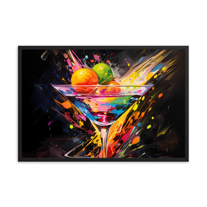 Bright Vibrant Splashes Of Color Promote a Martini Glass Full Of a Questionable Drink 24" x 36" Horizontal