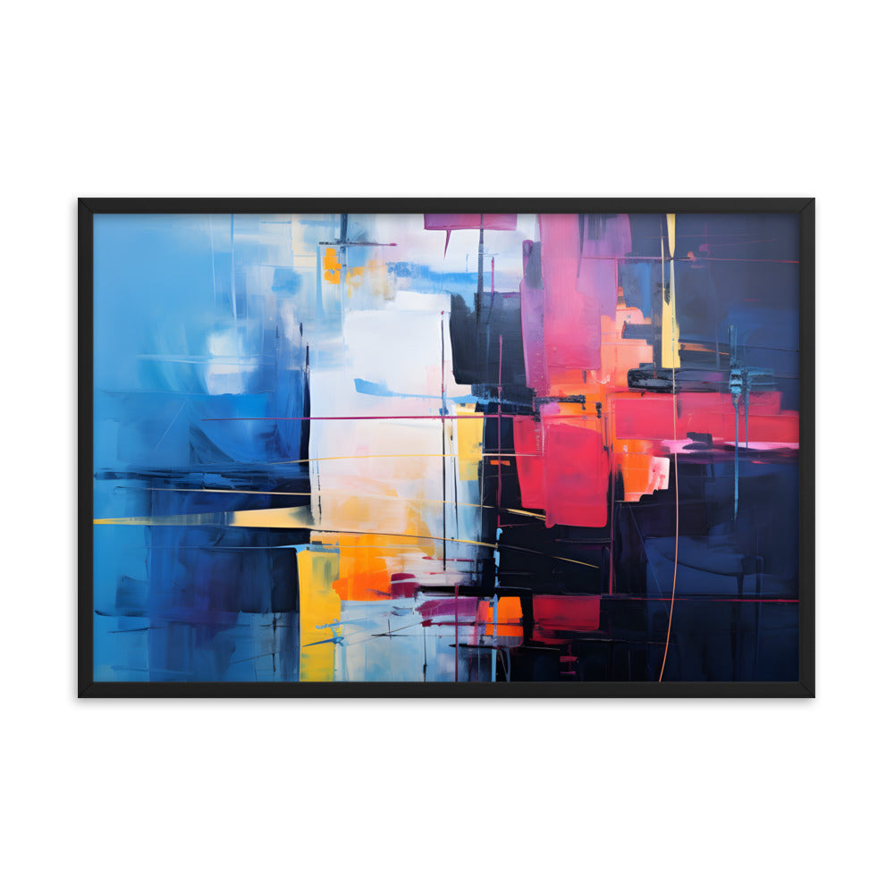 Framed Abstract artwork Vibrant Art Framed Oil Painting Abstract Art