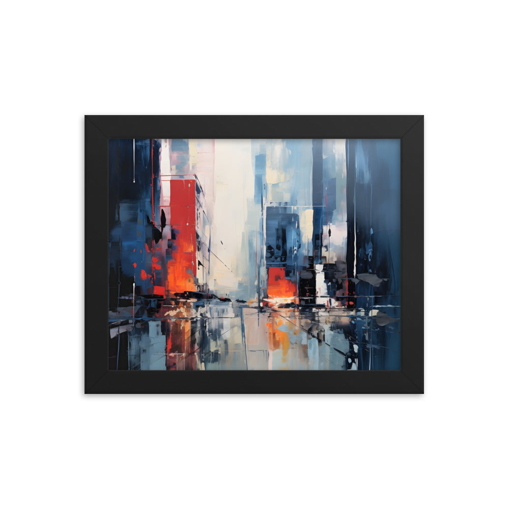 Framed Abstract artwork Vibrant City Art Framed Oil Painting Style Abstract Art