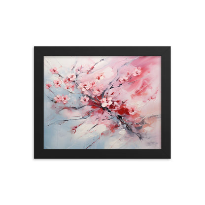 Framed Nature Inspired Artwork Stunning Gloomy Cherry Blossom Tree Oil Painting Style Framed Print 8x10"