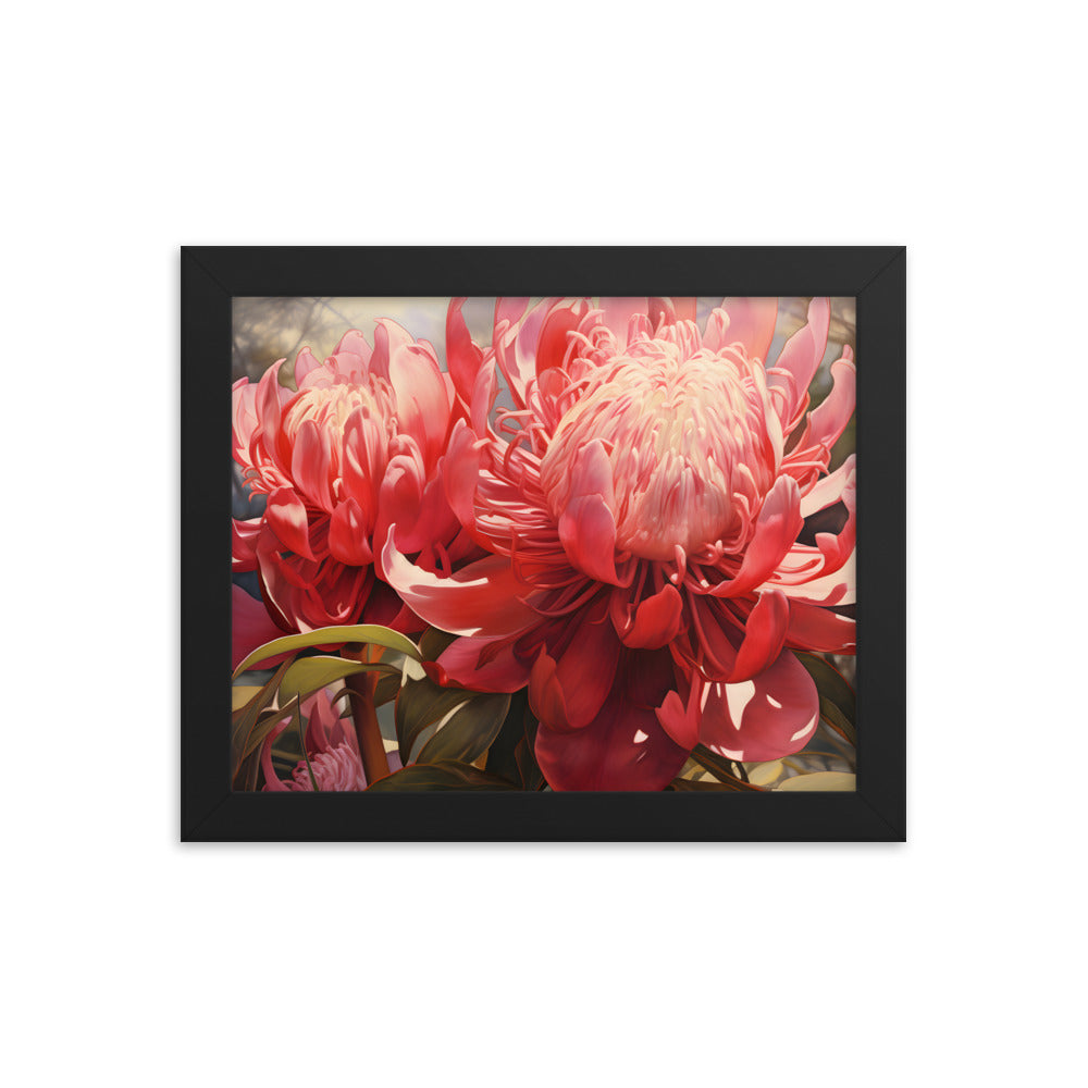 Framed Print Nature Inspired Artwork Stunning Bright Vibrant Blooming Wattle Oil Painting Style Framed Poster 8x10"