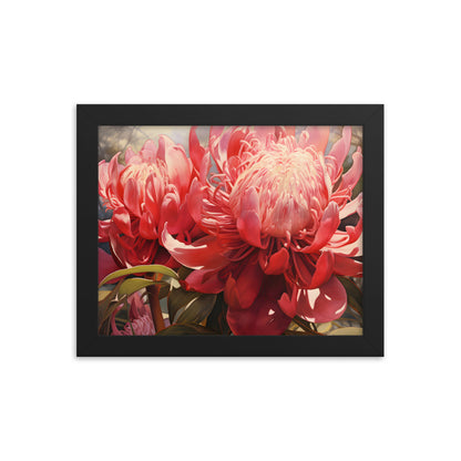Framed Print Nature Inspired Artwork Stunning Bright Vibrant Blooming Wattle Oil Painting Style Framed Poster 8x10"
