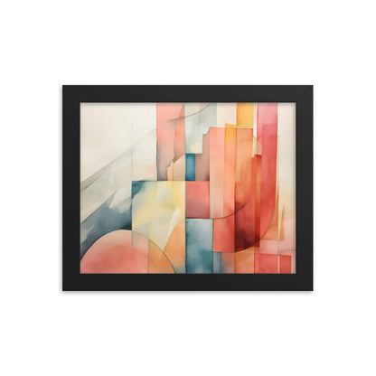 Framed Print Abstract Artwork Simplistic Minimalist Shapes Water Color Painting Style Abstract Art Framed Poster 10x10"