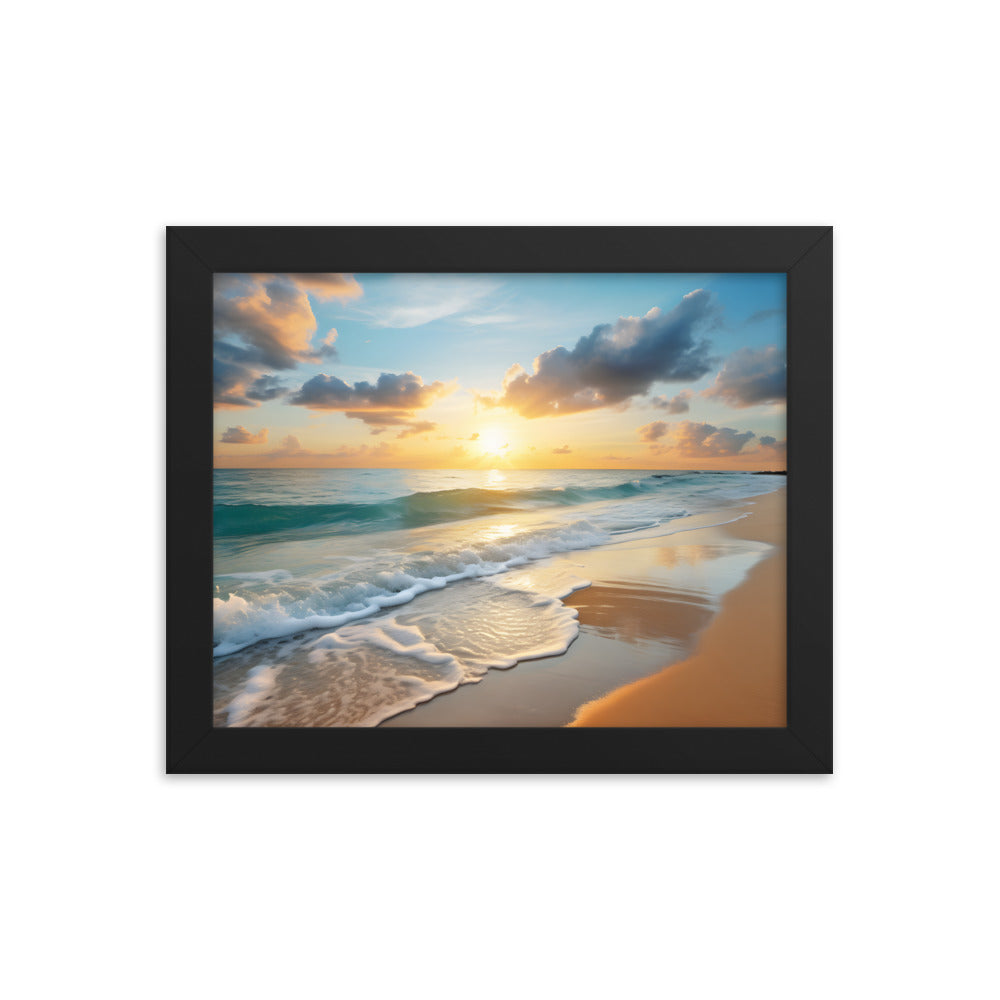 Framed Print Artwork Beach Ocean Waves Sunset Framed Poster Artwork